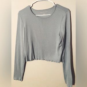 American Eagle long sleeve cropped shirt, medium, blueish color
